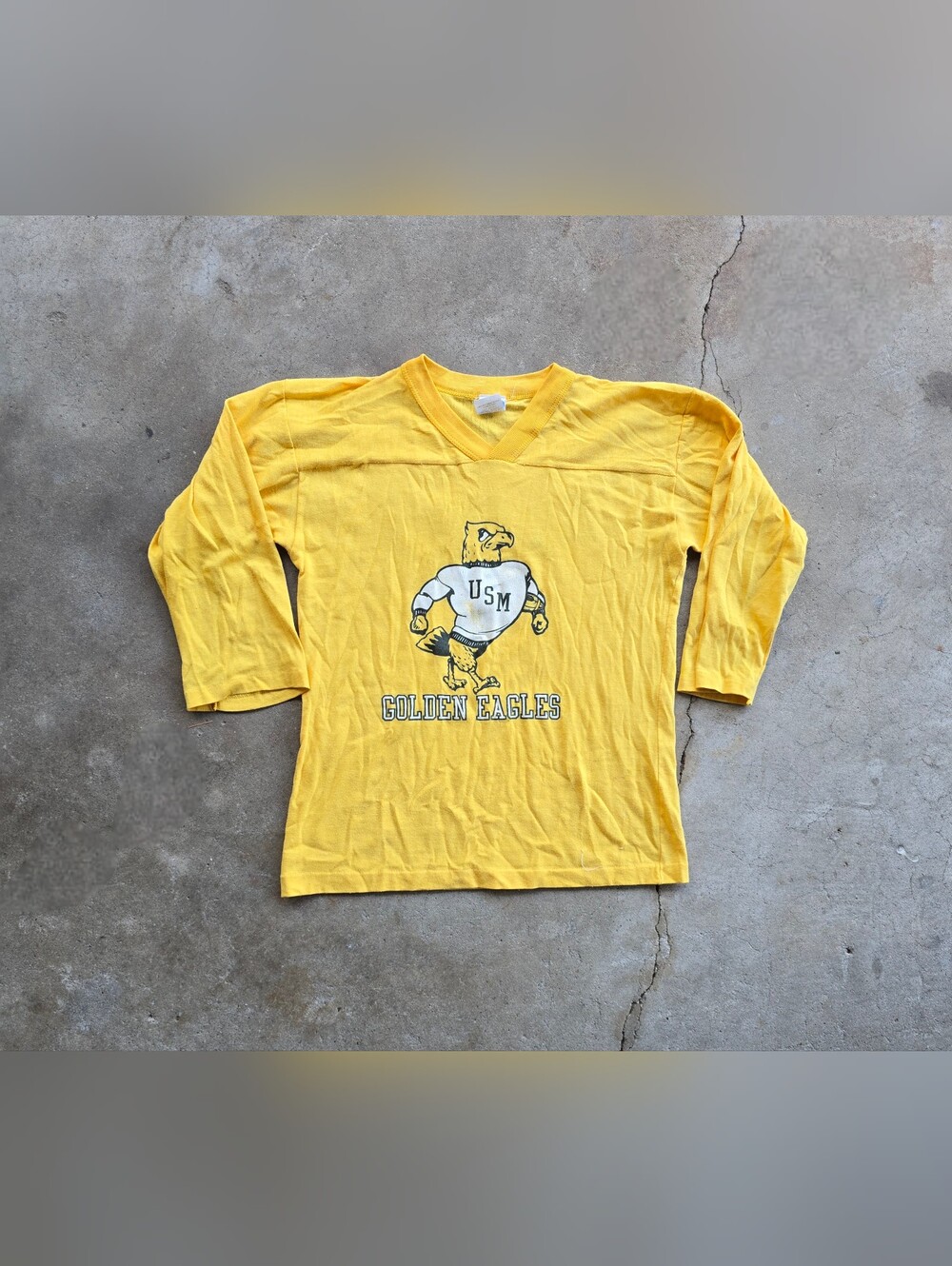 Vintage 70s 80s Golden Eagles Collegiate Youth Large Single Stitch USA T-Shirt